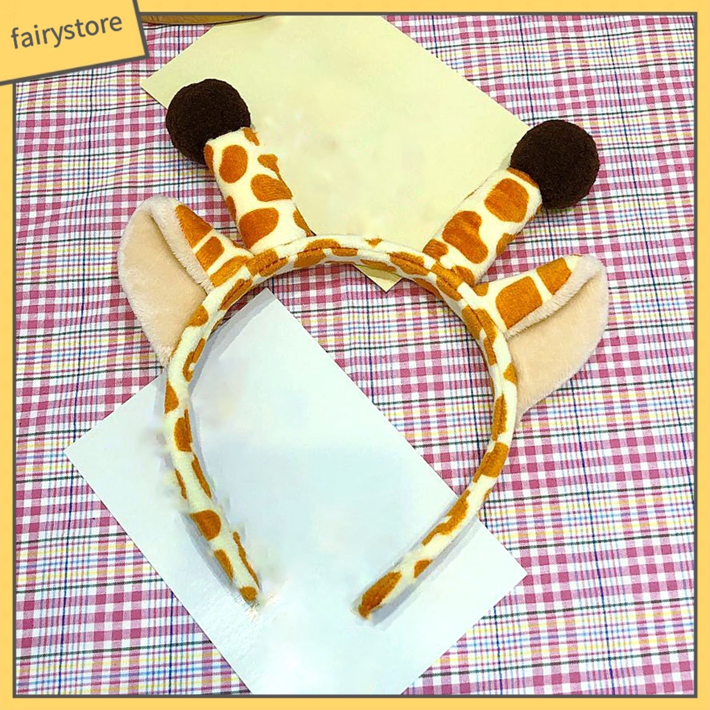 Băng Đô Tai Thỏ / Gấu / Hươu Cao Cổ Phủ Lông Xù Dễ Thương Dành Cho Nữ