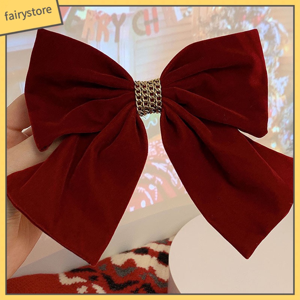 Kẹp Tóc Hình Nơ Màu Trơn Co Giãn Chống Trượt Phong Cách Hàn Quốc Dành Cho Nữ