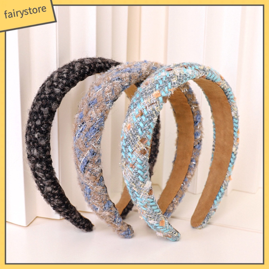 Băng Đô Cài Tóc Họa Tiết Caro Phong Cách Hàn Quốc Ngọt Ngào Cho Nữ