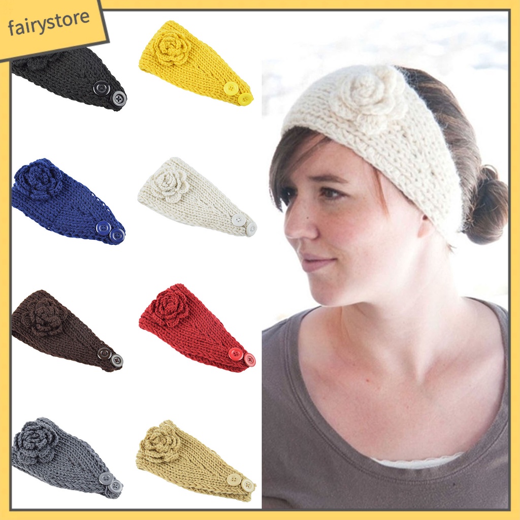 Băng Đô Dệt Kim Cài Nút Giữ Ấm Thoải Mái Cho Nữ