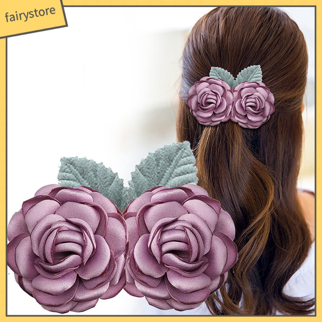 Dây Buộc Tóc Co Giãn Hình Chiếc Lá Màu Sắc Tương Phản Chống Rơi Vỡ Dành Cho Nữ