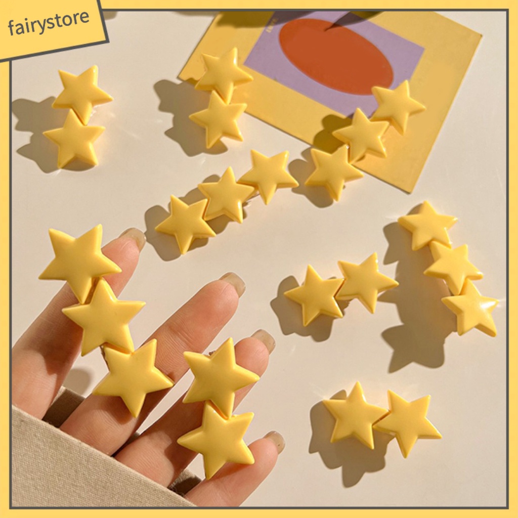 Kẹp Tóc Ngôi Sao Màu Vàng Bằng Thép Không Gỉ Co Giãn Chống Trượt Cho Bé Gái