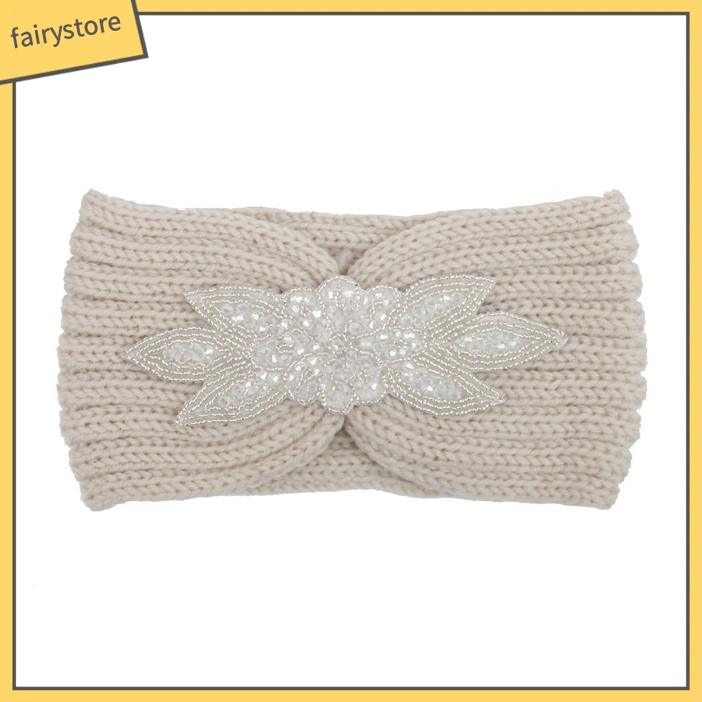 Băng Đô Dệt Kim Đính Đá Hình Hoa Thời Trang Thu Đông Cho Nữ