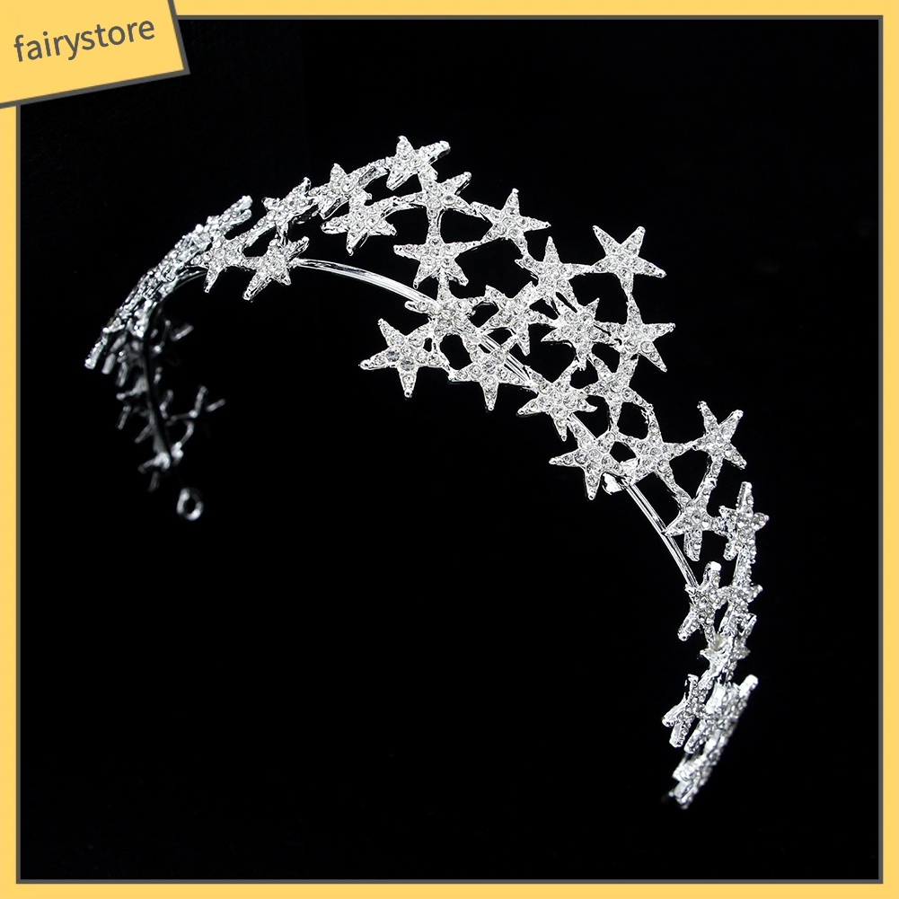 Vương Miện Cài Tóc Hình Ngôi Sao Đính Đá Lấp Lánh Cho Cô Dâu