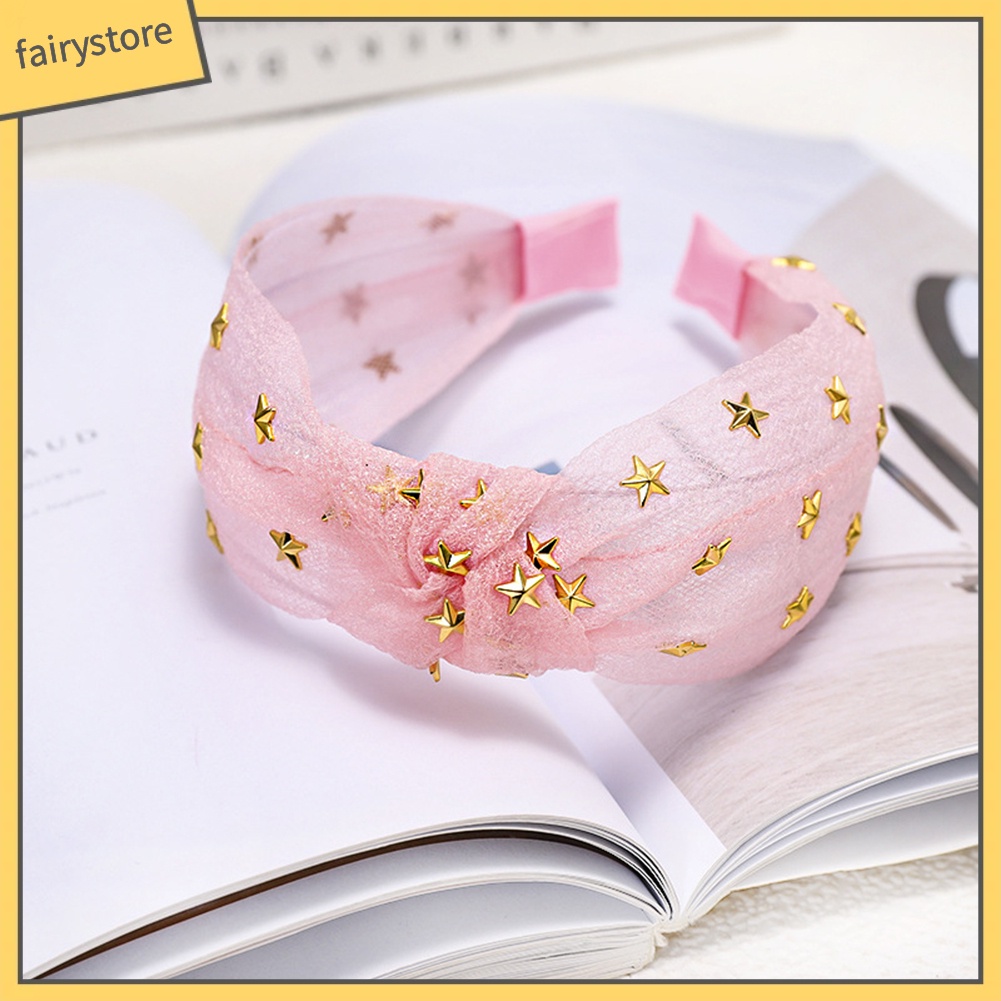 Băng Đô Vải Lưới Thắt Nút Hình Ngôi Sao Ngọt Ngào Cho Nữ
