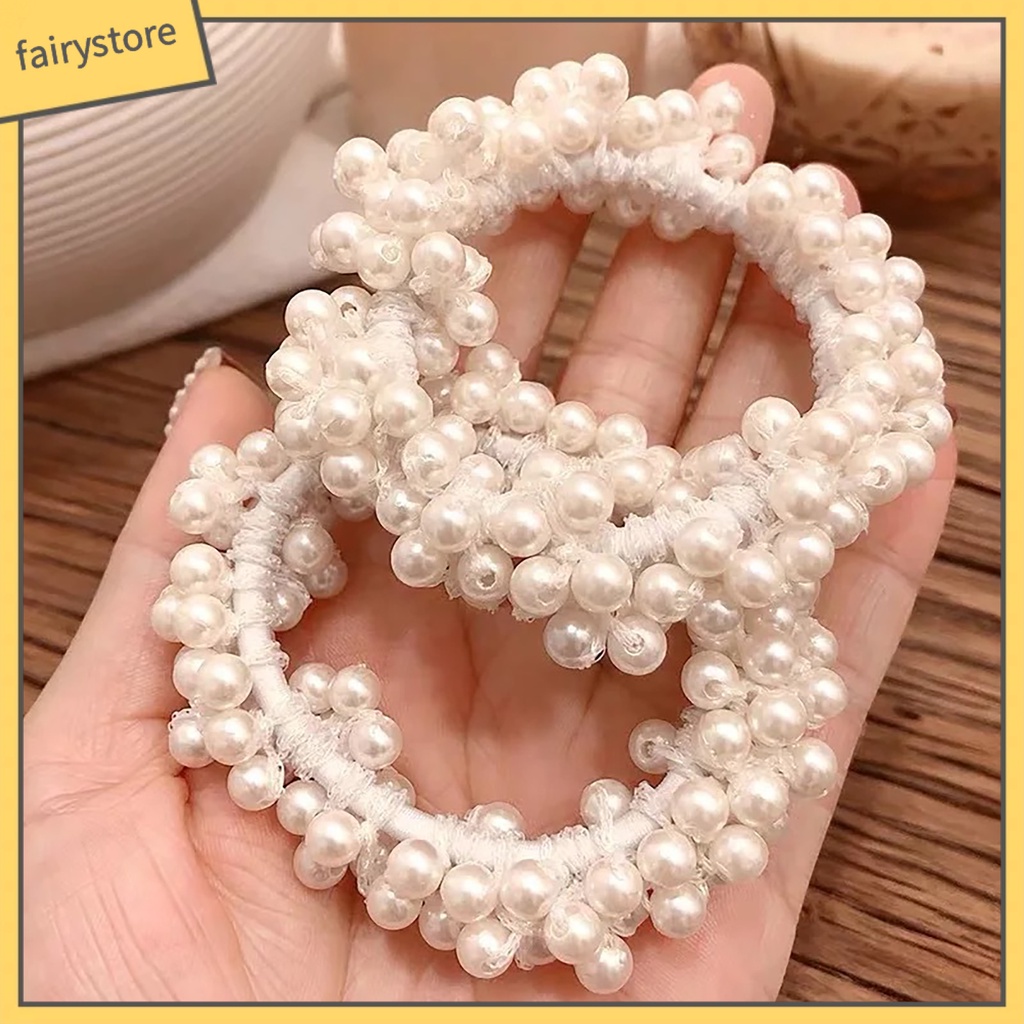 Dây Cột Tóc Co Giãn Đính Ngọc Trai Giả Trang Trí Dành Cho Nữ Mặc Hàng Ngày
