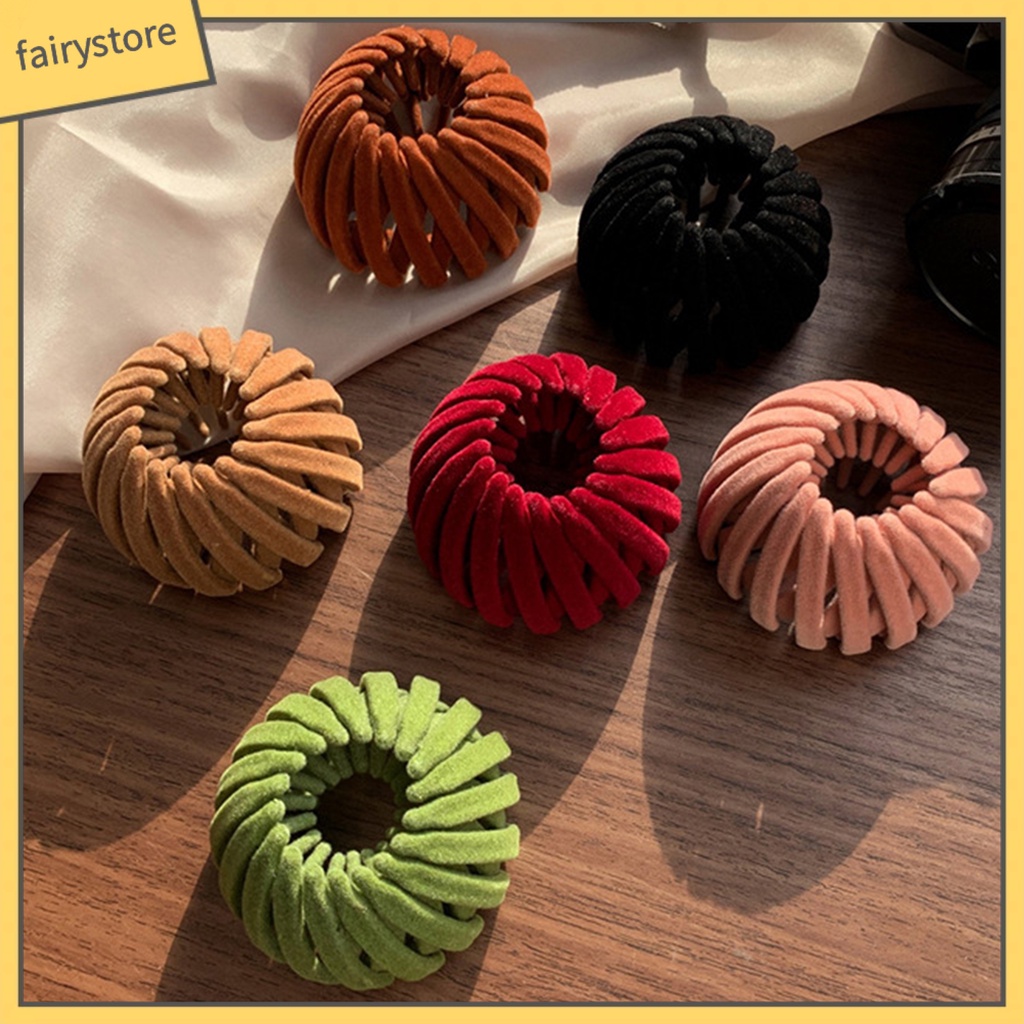 Dây Cột Tóc Hình Tổ Chim Bằng Resin Thanh Lịch Sáng Tạo Có Thể Thu Gọn Cho Nữ