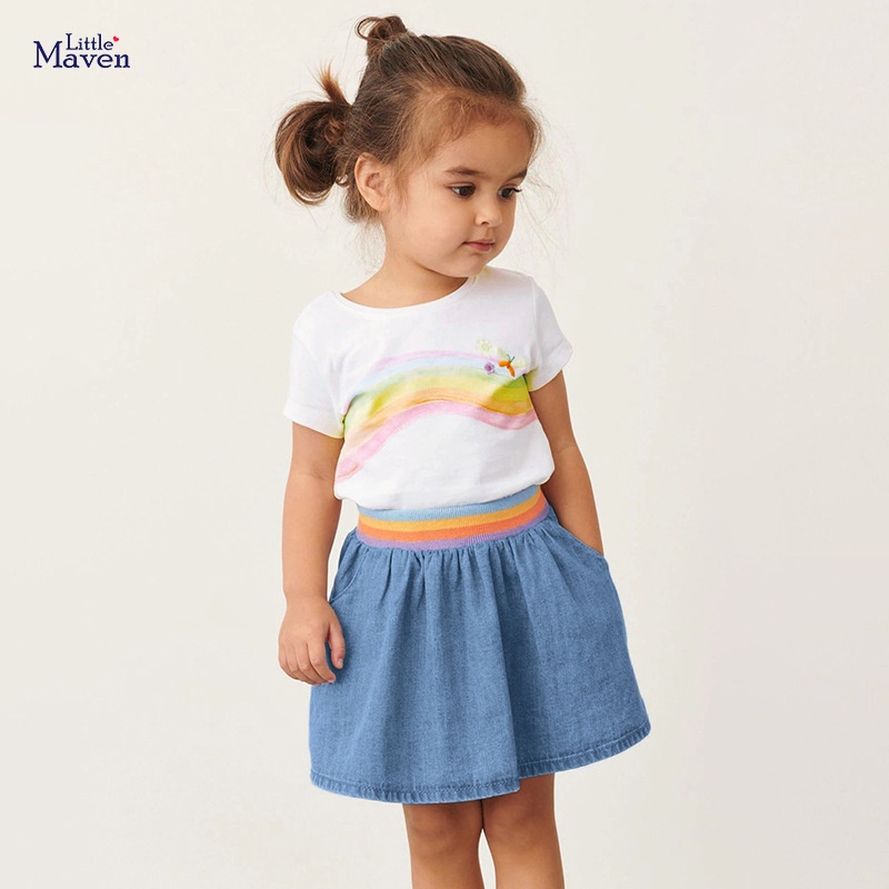 Bộ Áo Thun Tay Ngắn In Hình Mickey / Minnie / Minnie / Hoạt Hình Dành Cho Bé Gái