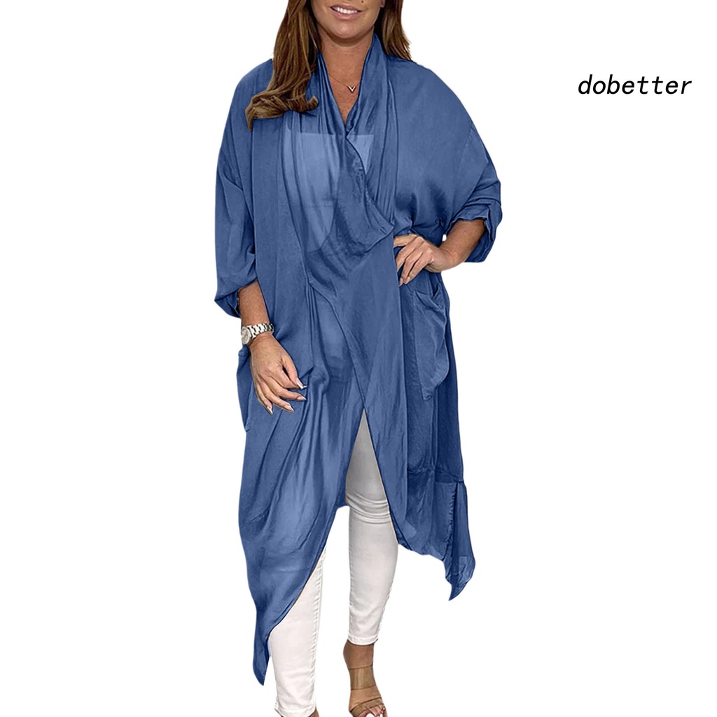 Áo Sơ Mi Cổ Chữ V Dáng Rộng Màu Trơn Kiểu Vintage Thời Trang Mùa Hè Cho Nữ