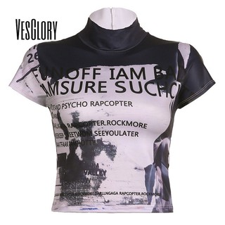 Áo thun nữ VesGlory thời trang thoải mái thiết kế hip hop tay ngắn phù hợp