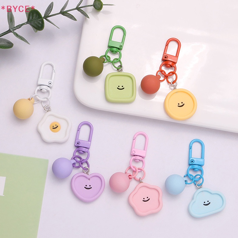 Móc Chìa Khóa Mặt Tròn In Hình Đám Mây / Trái Tim / Tai Nghe Thời Trang Cho Nữ Mới