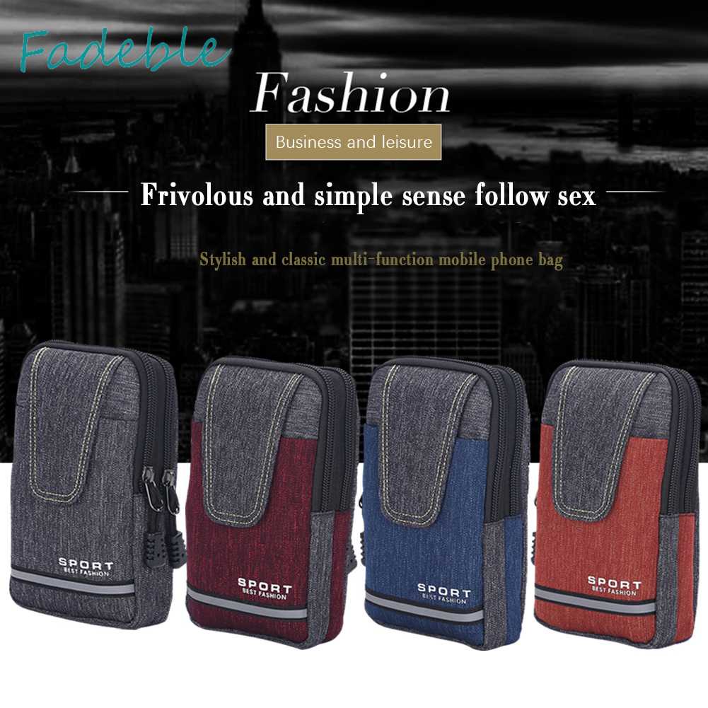 Túi Đựng Điện Thoại Đeo Thắt Lưng Bằng Vải Oxford Kẻ Sọc Phản Quang Cho Nam