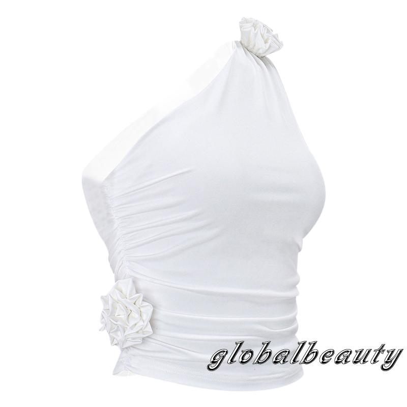 Áo Tank Top Hai Dây Màu Trơn Họa Tiết Hoa Hồng 3D Thời Trang Cho Nữ