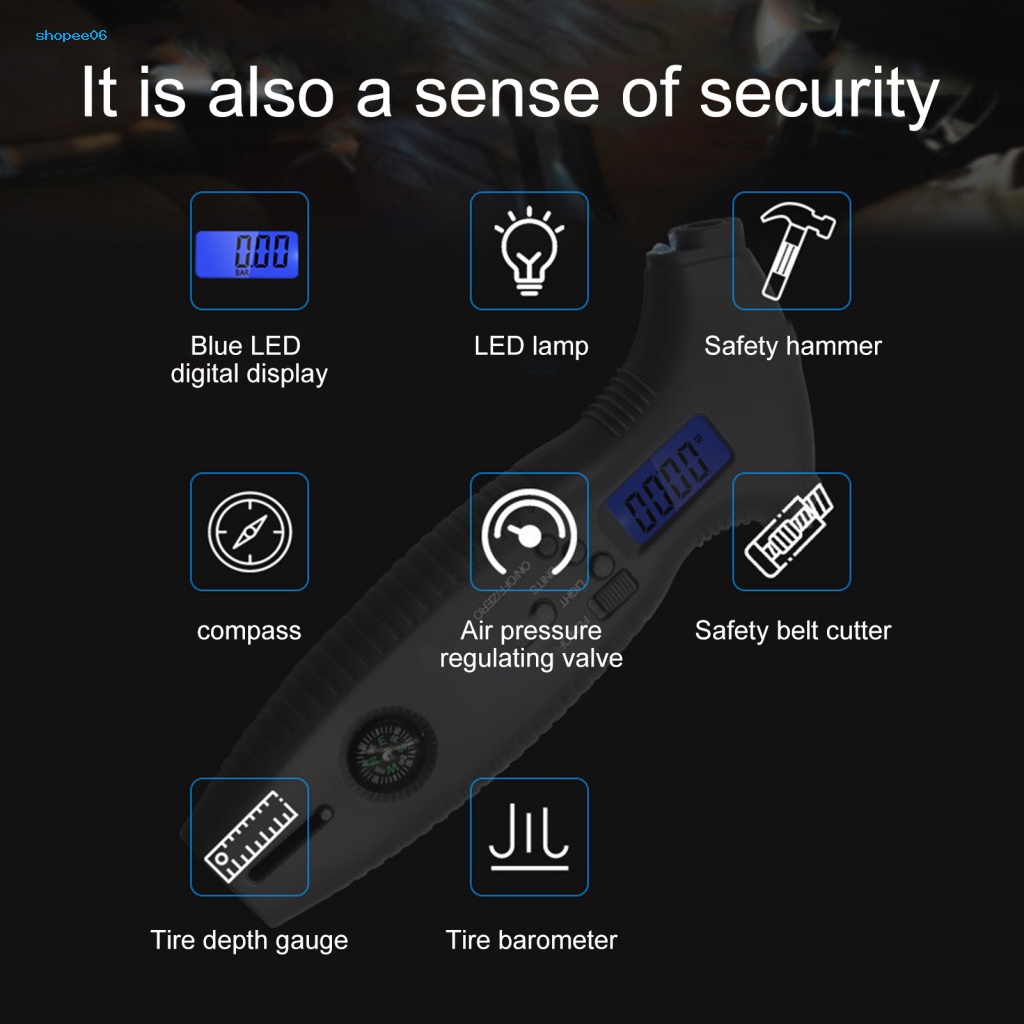 Máy Đo Áp Suất Lốp Xe Hơi Không Dây Đa Năng 8 Trong 1 Có Đèn LED Nền