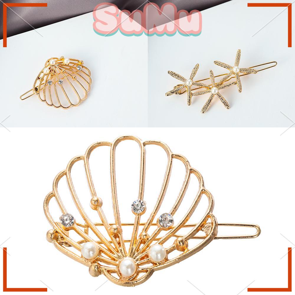 Kẹp Tóc Hình Vỏ Sò Rỗng Thanh Lịch Cho Nữ|Nhẫn Đính Đá Zircon Thời Trang