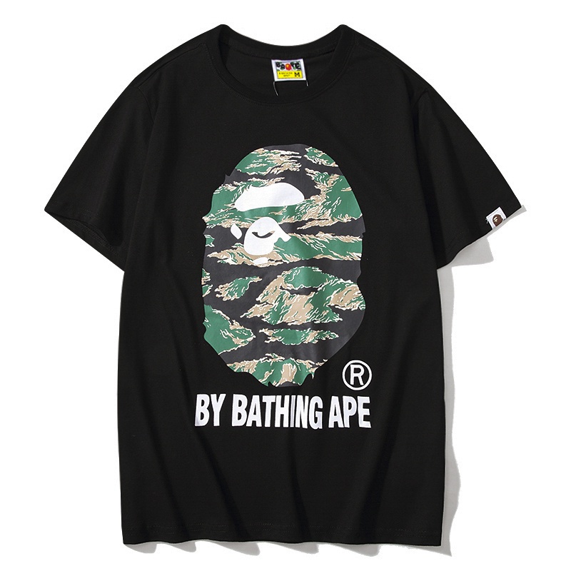 Áo Thun Cotton Tay Ngắn In Chữ Ape Đầu Hổ Họa Tiết Rằn Ri Thời Trang Xuân Hè Mới Nhất