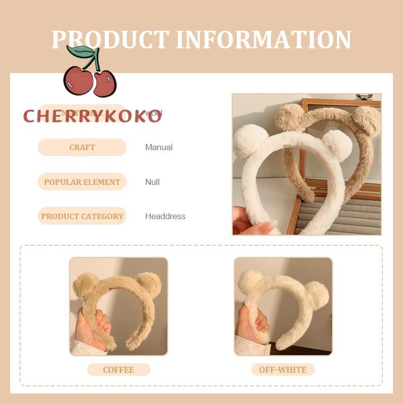 🍒🍒CHERRYKOKO Băng Đô Cài Tóc Tai Gấu Bằng Lông Nhung Trắng Dễ Thương Xinh Xắn Cho Nữ