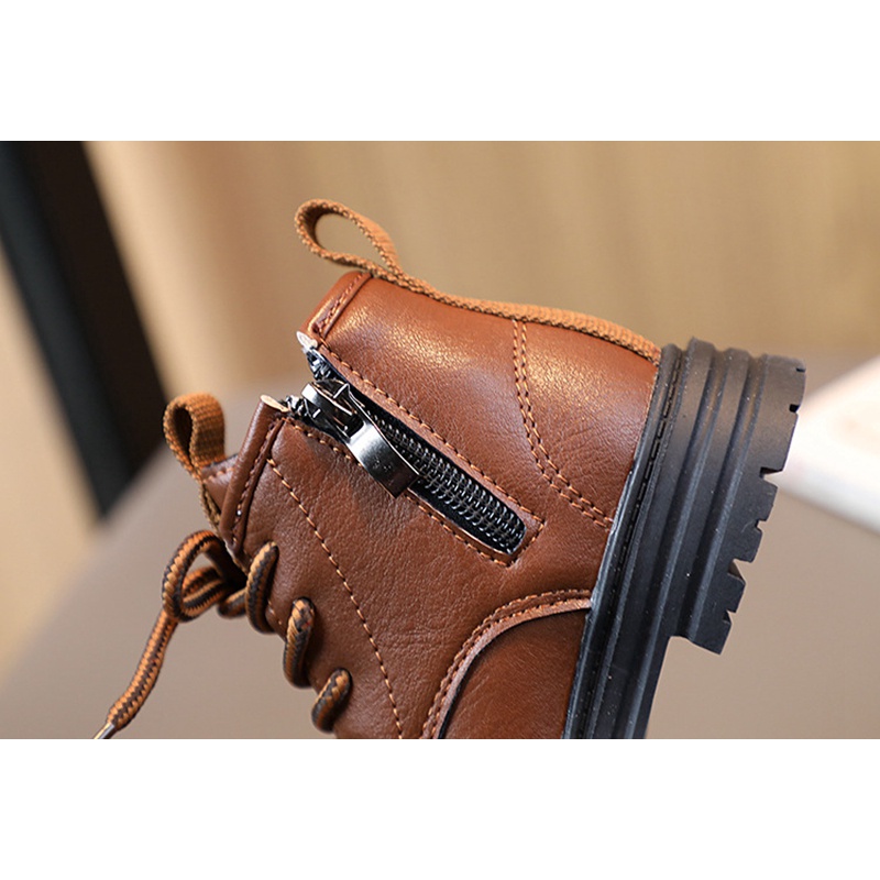 Giày Bốt Martin Cổ Ngắn Màu Đen / Nâu Phong Cách Anh Quốc Cổ Điển Thời Trang Cho Bé Trai Và Gái Từ 1-6