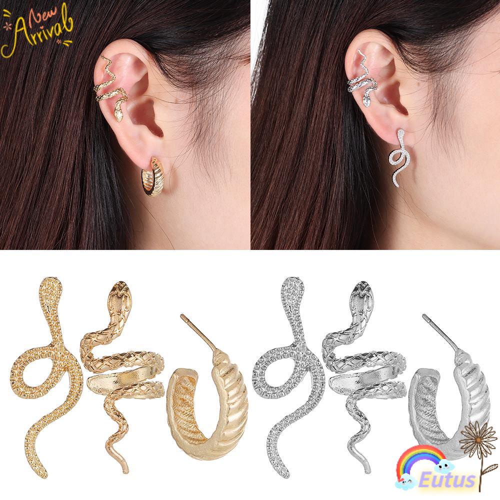 Khuyên Kẹp Vành Tai Hình Rắn Phong Cách Punk Thời Trang Cho Nữ