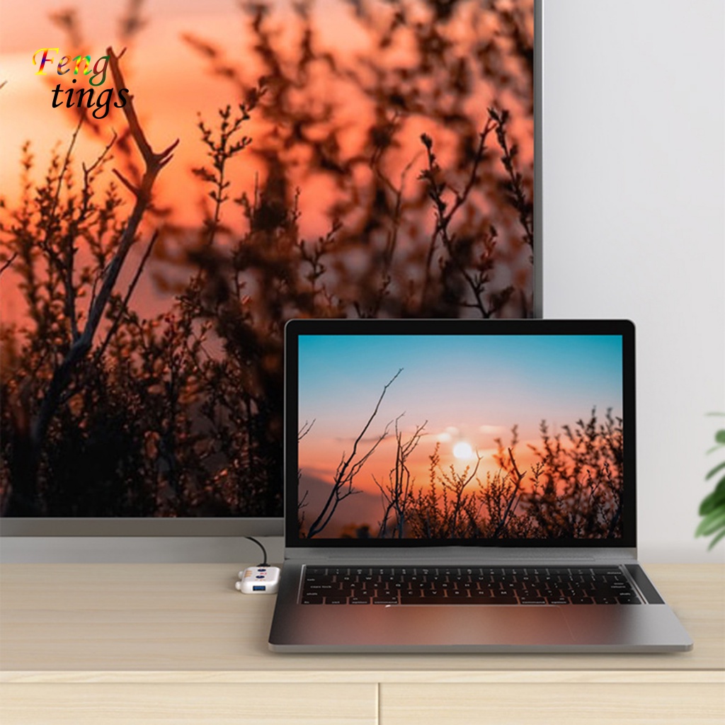 Hub Chia Cổng Sạc Nhanh Type-C USB 3.0 4K Kèm Màn Hình Hiển Thị Tiện Dụng