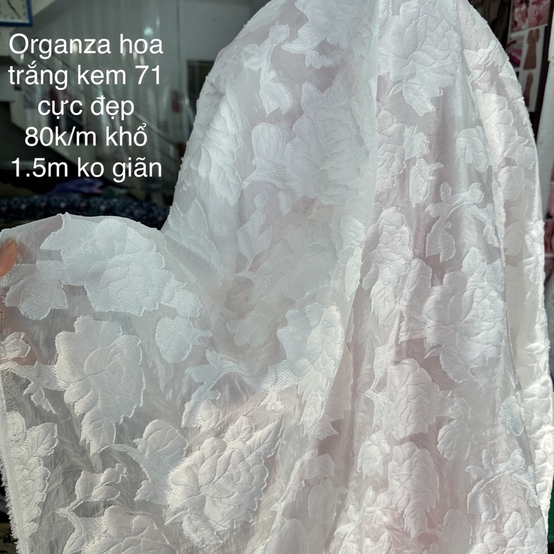 Vải Organza hoa Tết - Gấm hoa may váy Tết du xuân ,trẩy Hội