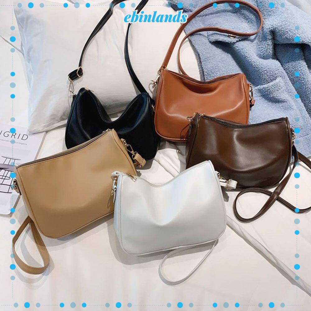 Túi Đeo Vai Da PU Màu Trơn Phong Cách Châu Âu