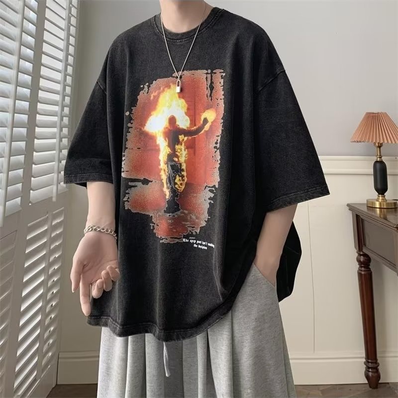 Áo Thun Ngắn Tay Phong Cách Retro Thời Trang Mùa Hè Dành Cho Nam