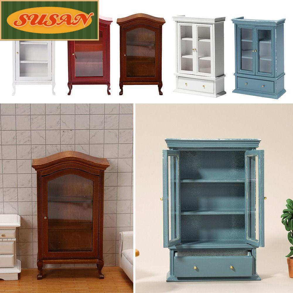 Mô Hình Tủ Chén Chống Bụi Tỉ Lệ 1: 12 Trang Trí Nhà Búp Bê