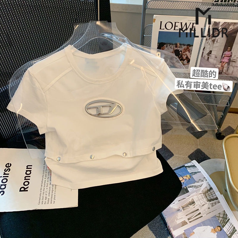 Áo Thun Cotton Trắng Tay Ngắn Thời Trang Mùa Hè 2023 Mới Cho Nữ