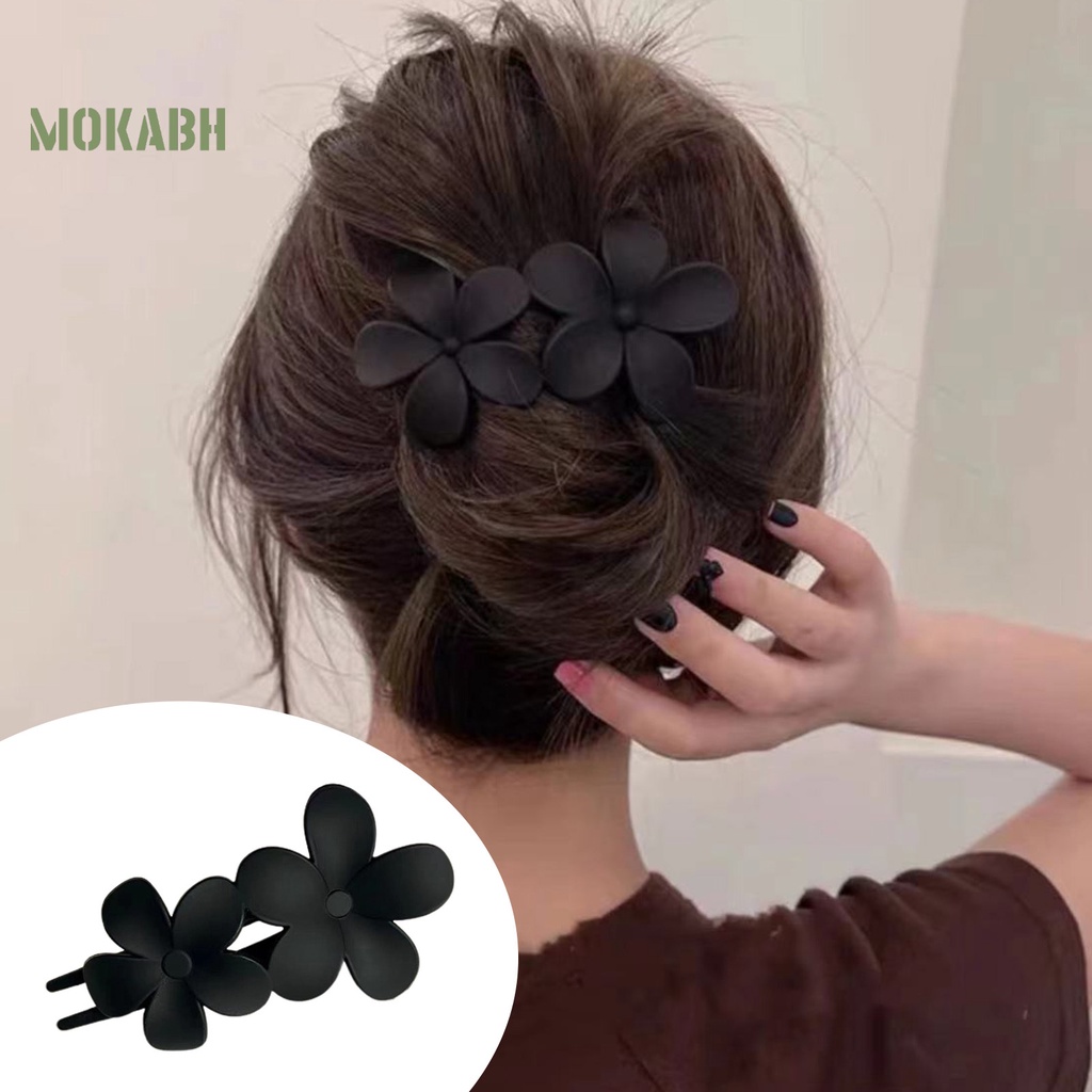 Kẹp Tóc Hình Hoa Hai Lớp Chống Trượt Chống Rơi Màu Trơn Thanh Lịch