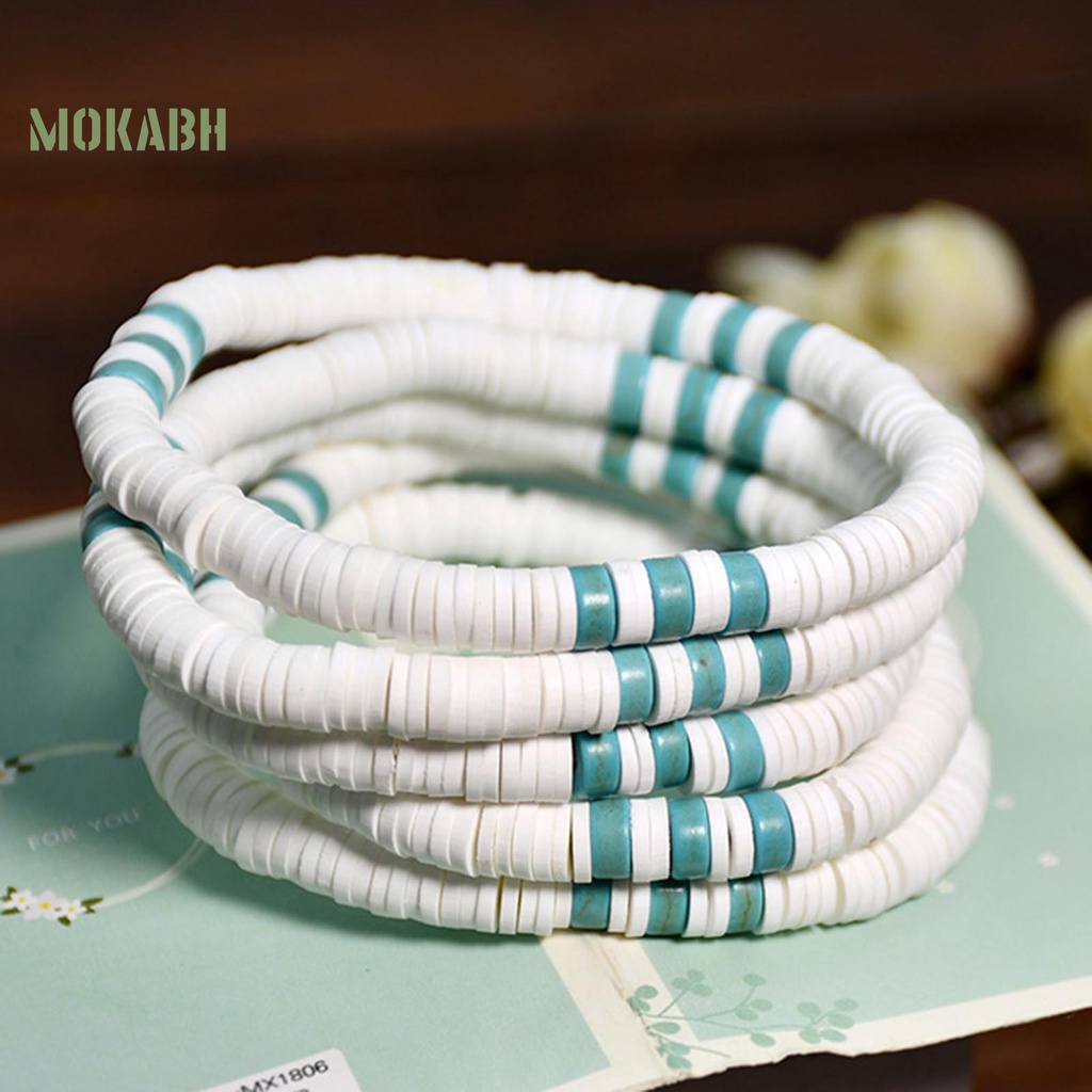 [Mok Abh] Vòng Tay Hạt Đá Polymer Co Giãn Phong Cách Boho