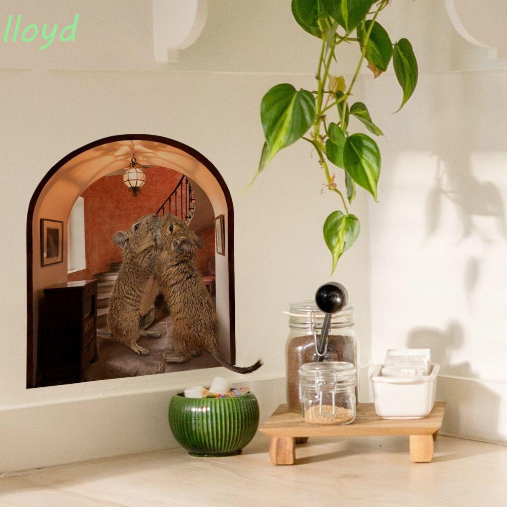 Sticker Dán Tường Họa Tiết Chuột 3D Dễ Thương Bắt Mắt