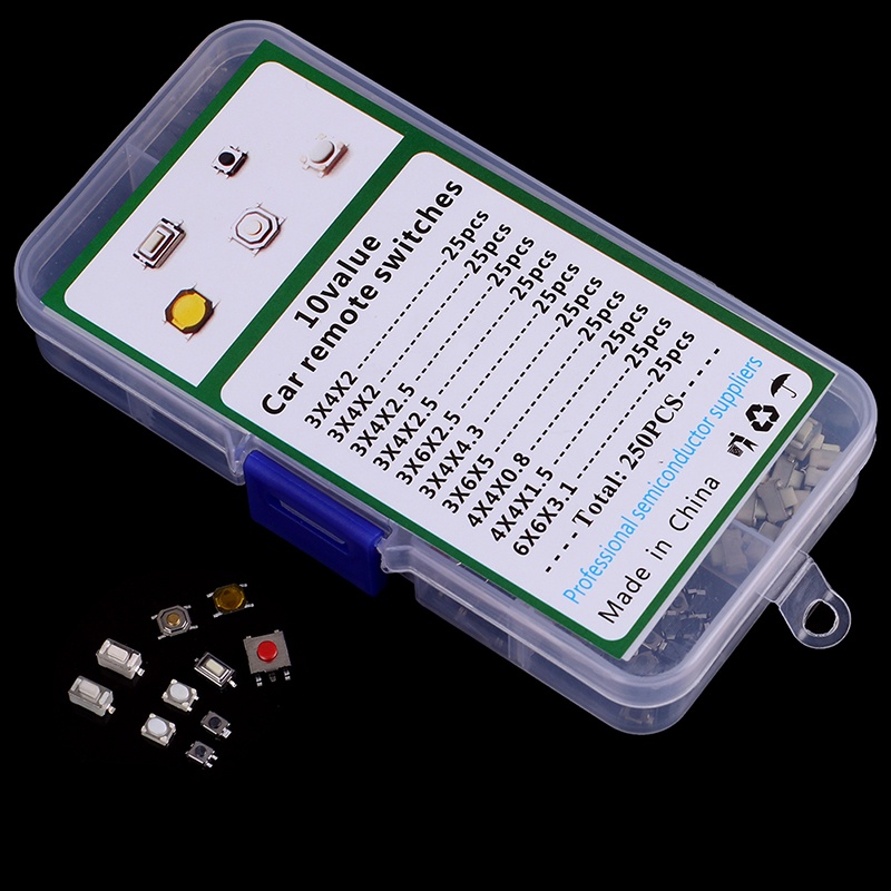 Set 250 Công Tắc Nút Nhấn Cảm Ứng 10 Loại Chuyên Dụng Cho Xe Hơi