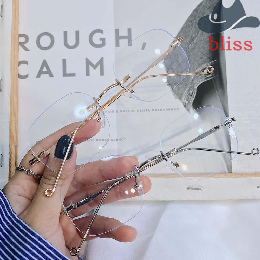 Kính Mát Gọng Vuông Bằng PC Không Vành Chống Ánh Sáng Xanh Phong Cách Hàn Quốc Cho Nam Và Nữ