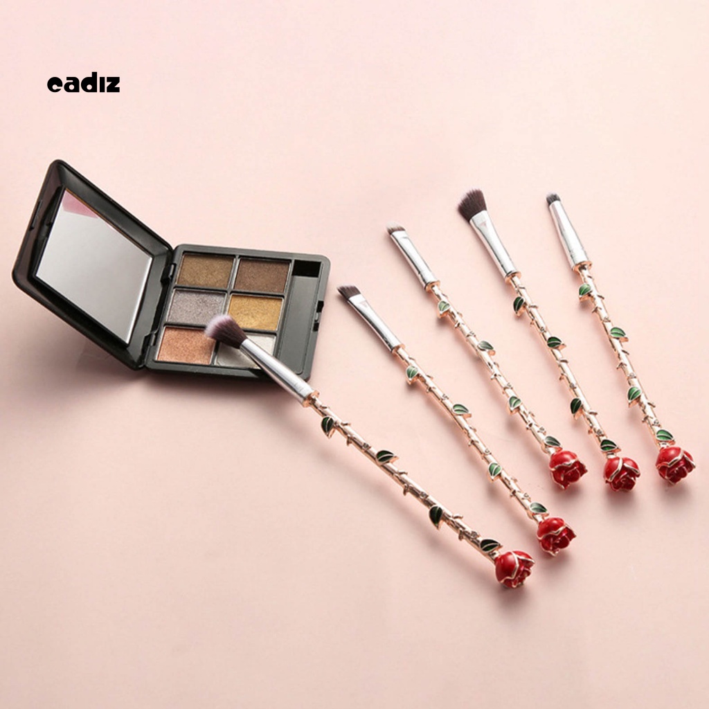 Bộ 5 Cọ Trang Điểm Chống Trượt Hình Hoa Hồng Dành Cho Nữ