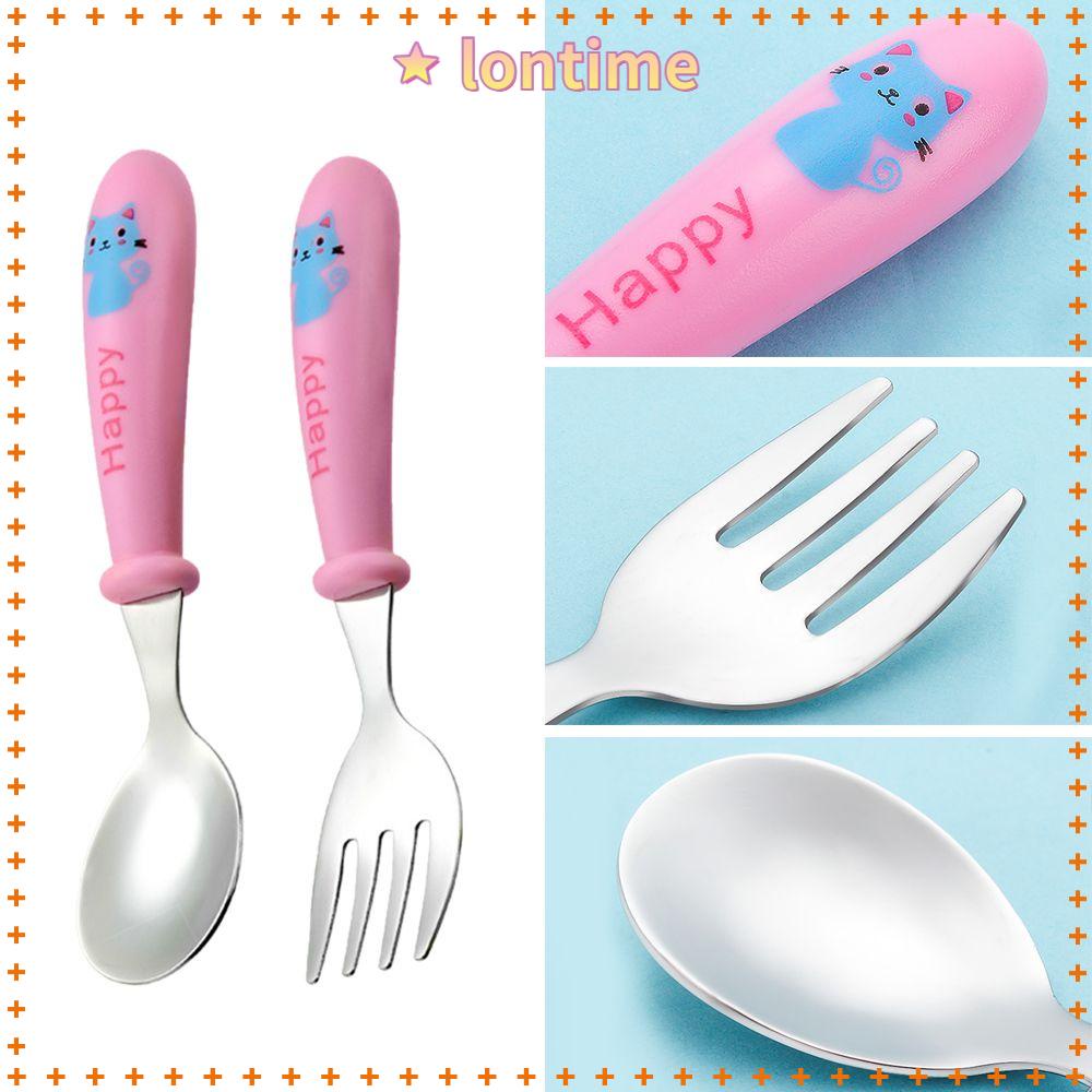 Bộ Muỗng Nĩa Bằng Thép Không Gỉ Họa Tiết Hoạt Hình Dễ Thương