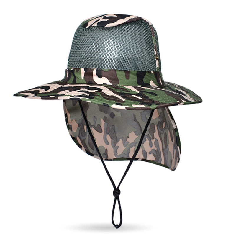 Ygt Mũ Lưới Rộng Vành Chống Nắng Tia UV Họa Tiết Rằn Ri Dùng Khi Đi Câu Cá / Cắm Trại