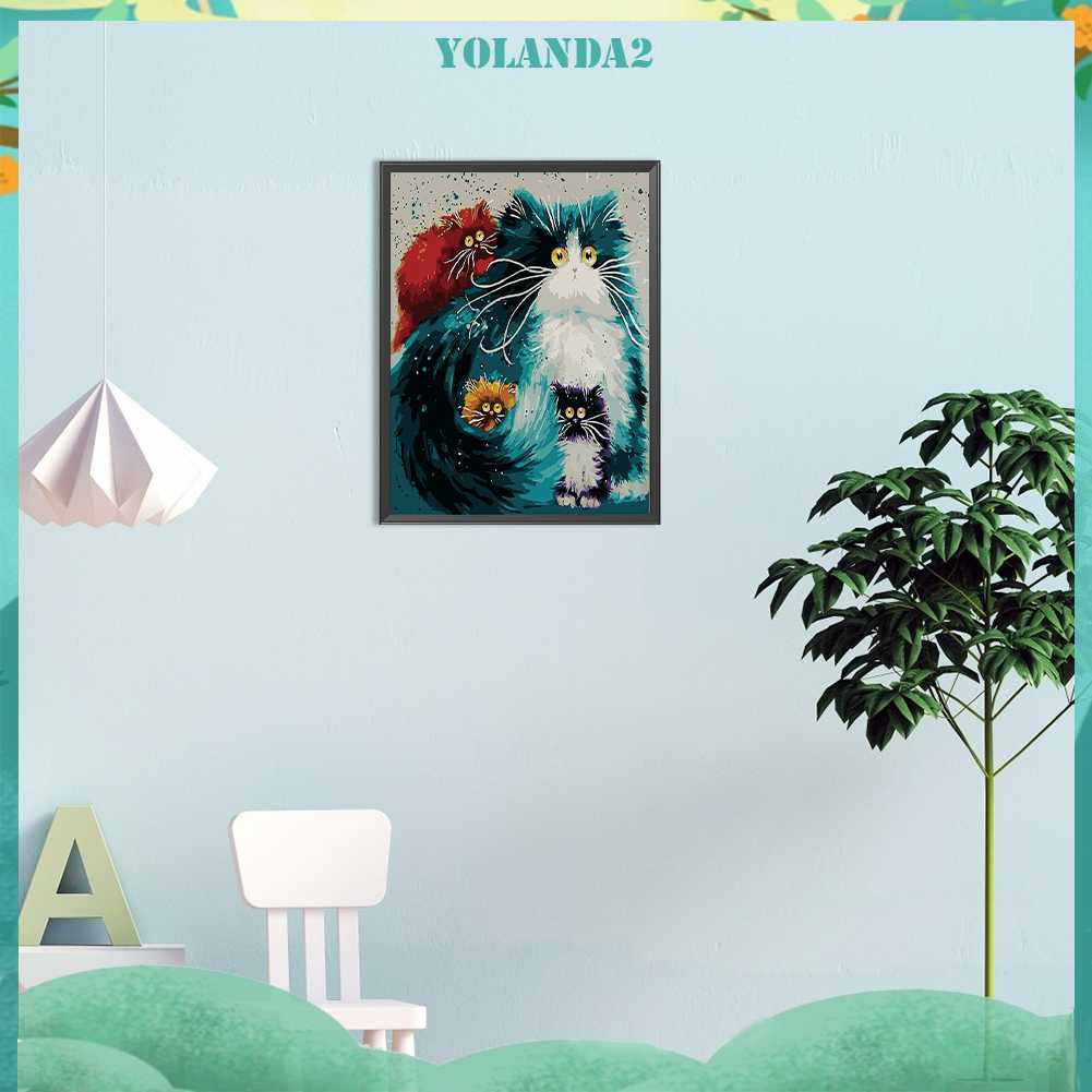 Tranh Đính Đá Kim Cương Toàn Bộ 5D DIY Hình Vẽ Mèo Trang Trí Nhà Cửa