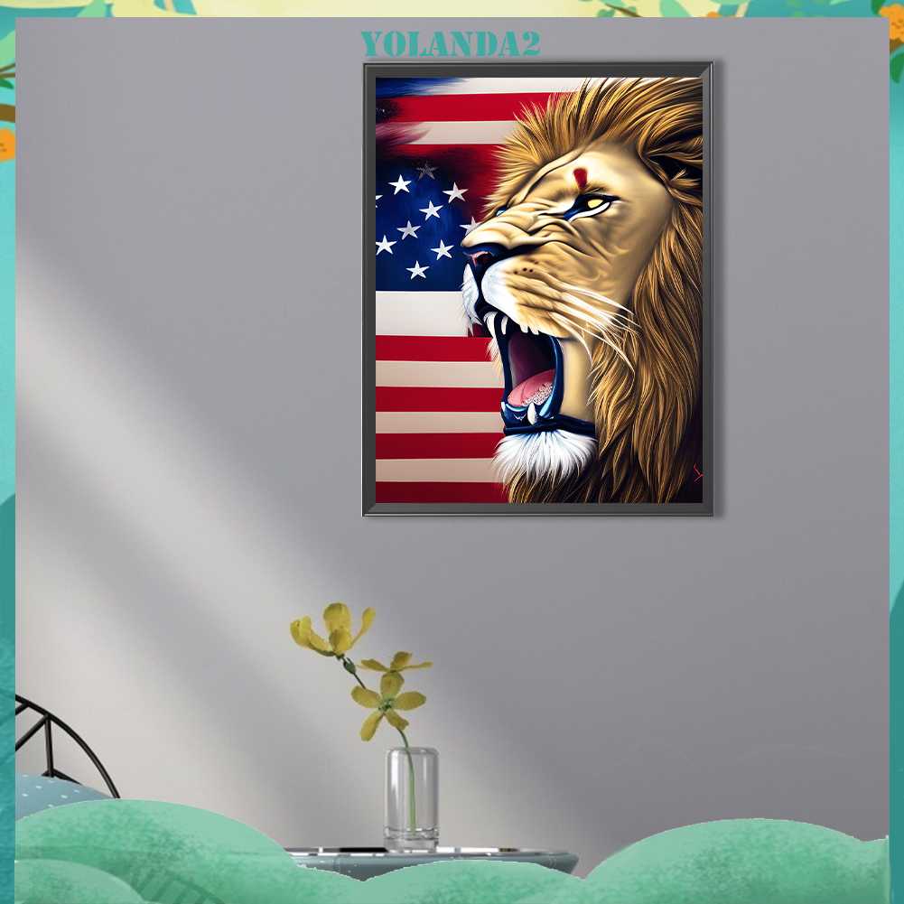 Tranh Đính Đá Kim Cương Toàn Bộ 5D DIY Hình Cờ Mỹ