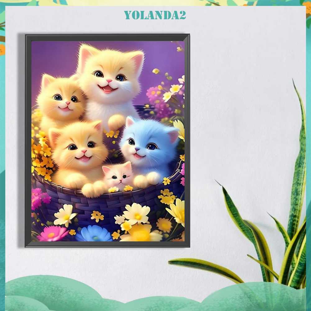 Tranh Đính Đá Kim Cương Toàn Bộ 5D DIY Hình Vẽ Mèo Trang Trí Nhà Cửa
