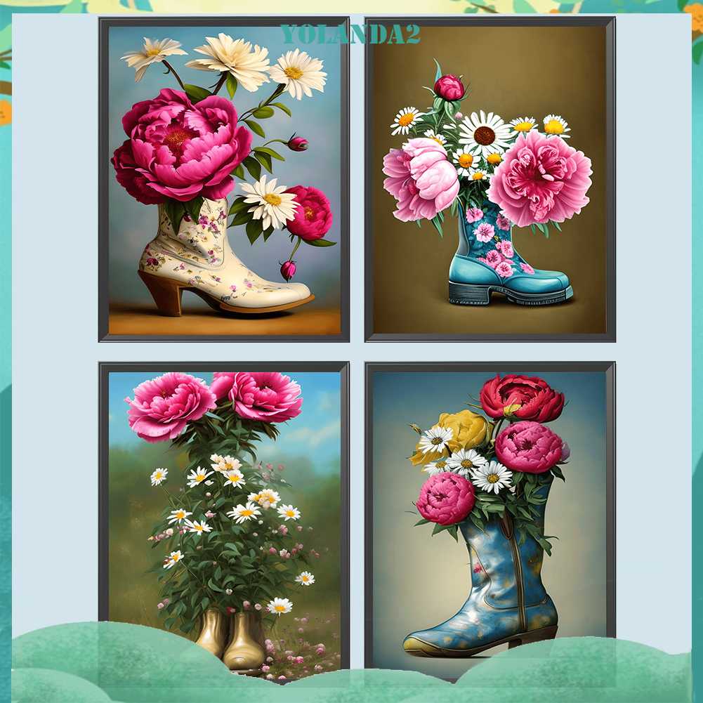 Tranh Đính Đá Kim Cương Toàn Bộ 5D DIY Hình Vẽ Hoa Trang Trí Nhà Cửa