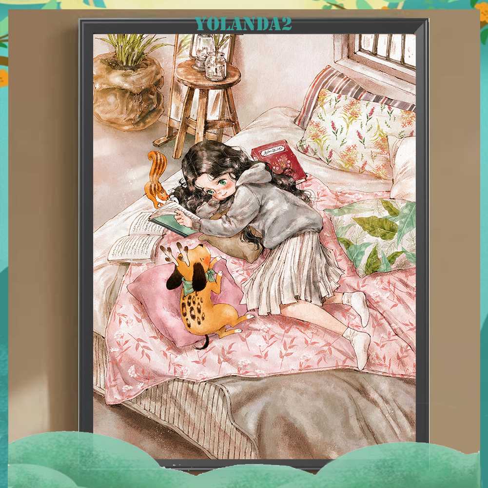 Tranh Đính Đá Kim Cương Toàn Bộ 5D DIY Hình Vẽ Cô Gái Trang Trí Nhà Cửa