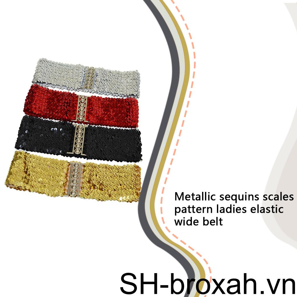 Thắt Lưng Co Giãn Đính Kim Sa Lấp Lánh Thời Trang Dành Cho Nữ