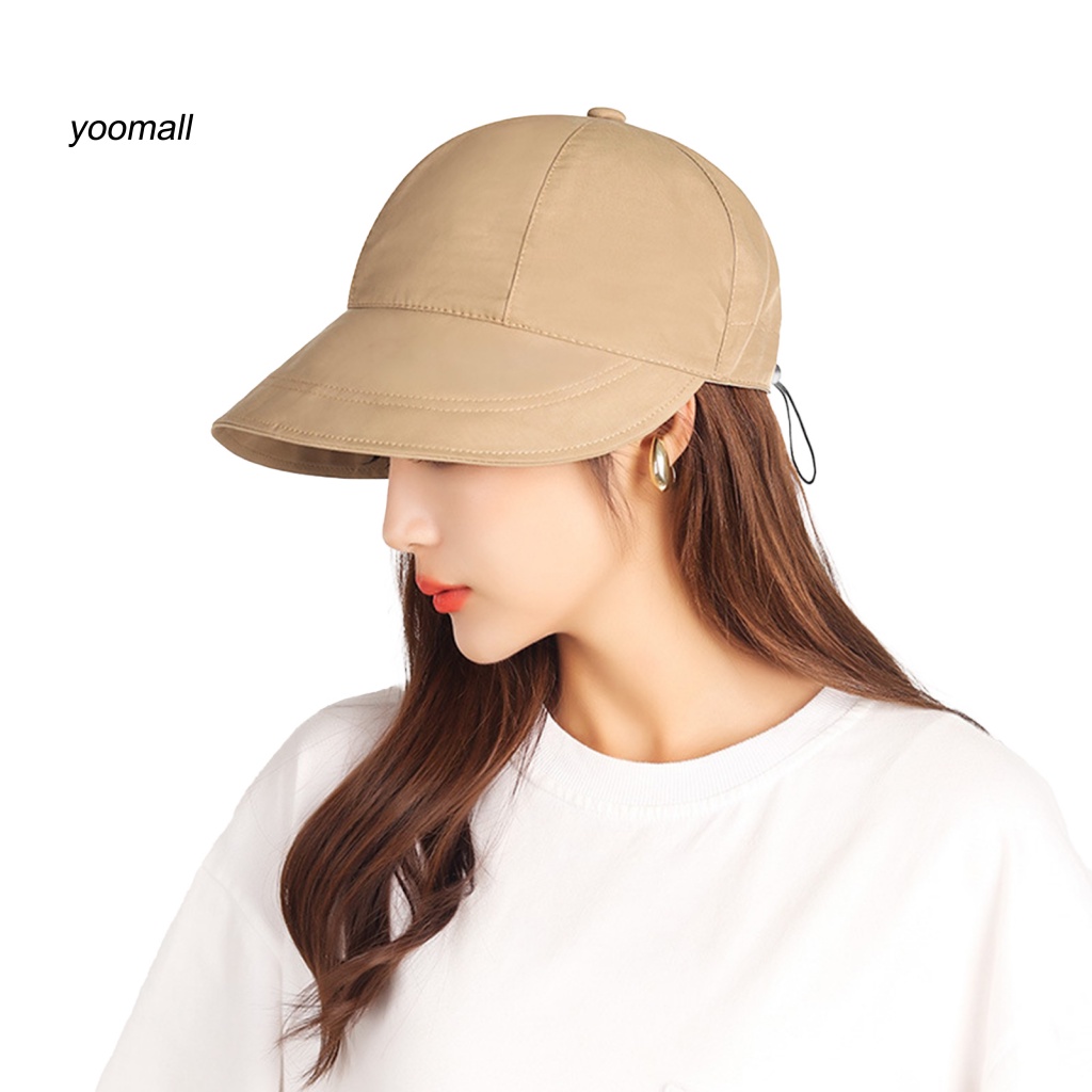 Mũ Rộng Vành Chống Nắng Thoáng Khí Có Dây Rút Màu Sắc Đơn Giản Cho Nữ