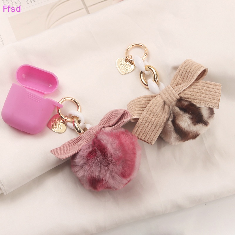 {Ffsd} Móc Khóa Banh Lông Xù Thắt Nơ Nhiều Màu Sắc Phụ Kiện Móc Khóa Túi Xách * Bán Chạy