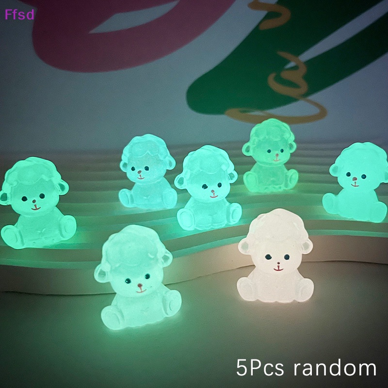 {Ffsd} Set 5 Tượng Nhựa Resin Dạ Quang Hình Hoạt Hình Phát Sáng Dễ Thương Trang Trí Tiểu Cảnh / Nhà Cửa Thủ Công