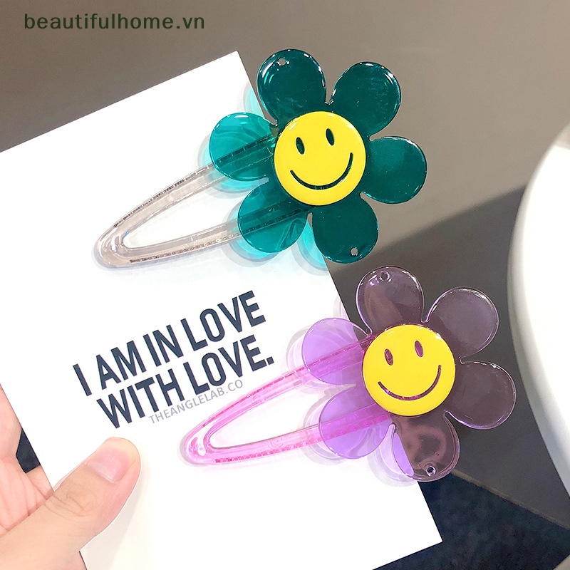 Kẹp Tóc Hoa Hướng Dương Trong Suốt Màu Kẹo Ngọt Dành Cho Bạn Gái [Beautyhome]
