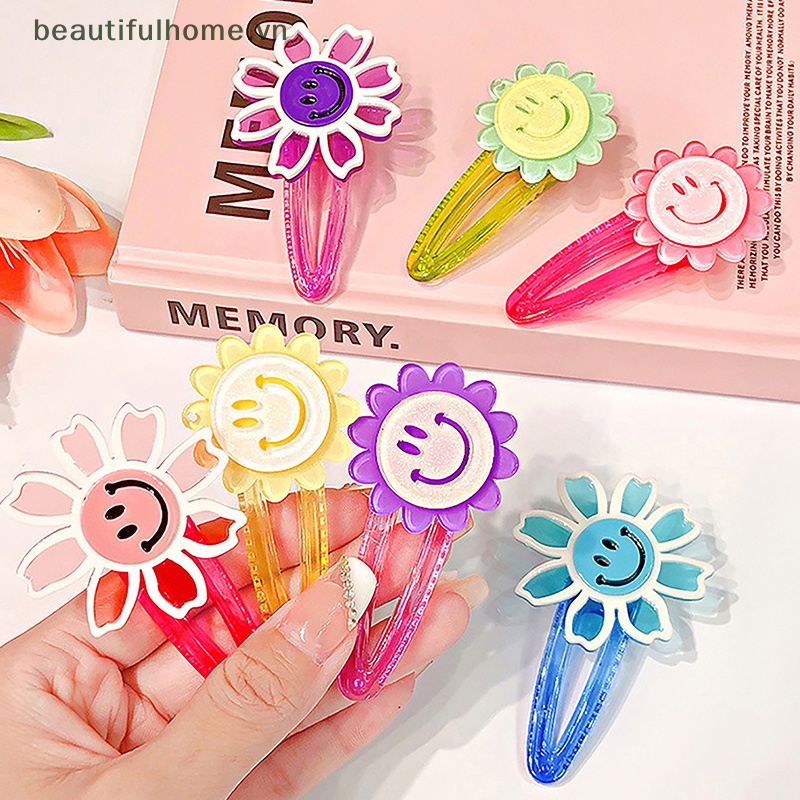 Kẹp Tóc BB Hình Hoa Hướng Dương Màu Sắc Ngọt Ngào Trong Suốt Cho Nữ