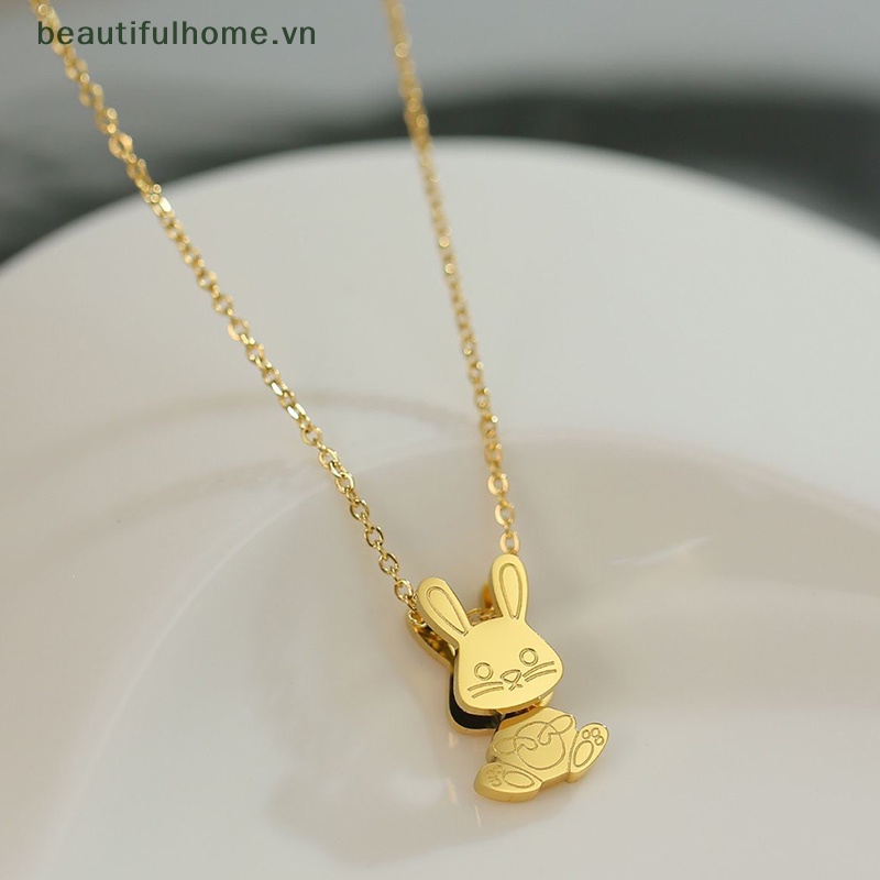 Vòng Cổ Dây Xích Bằng Thép Titan Mặt Thỏ Dễ Thương Thời Trang Cho Nữ