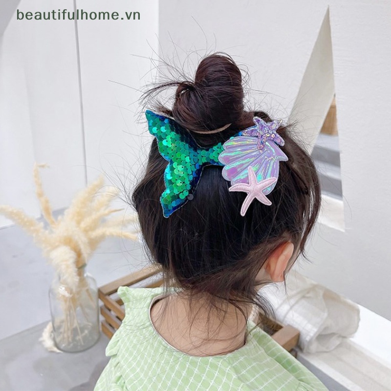 Kẹp Tóc Hình Vỏ Sò / Sao Biển / Vỏ Sò Đính Kim Sa Nhiều Màu Dễ Thương Cho Bé Gái [beauty]